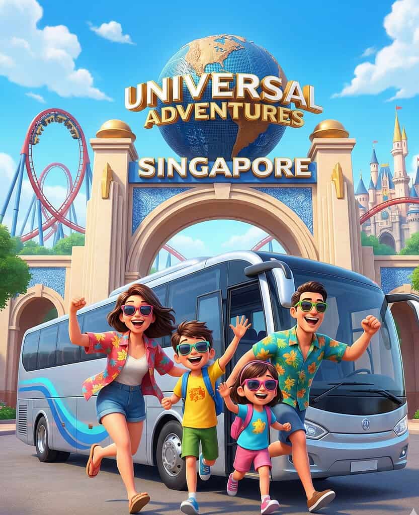 Family bus charter - Universal Studio Singapore