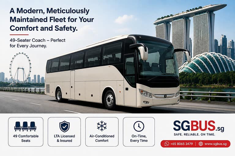 49 seater size - private bus rental Singapore by www.sgbus.sg