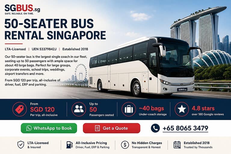 50 seater bus rental Singapore - limited stock