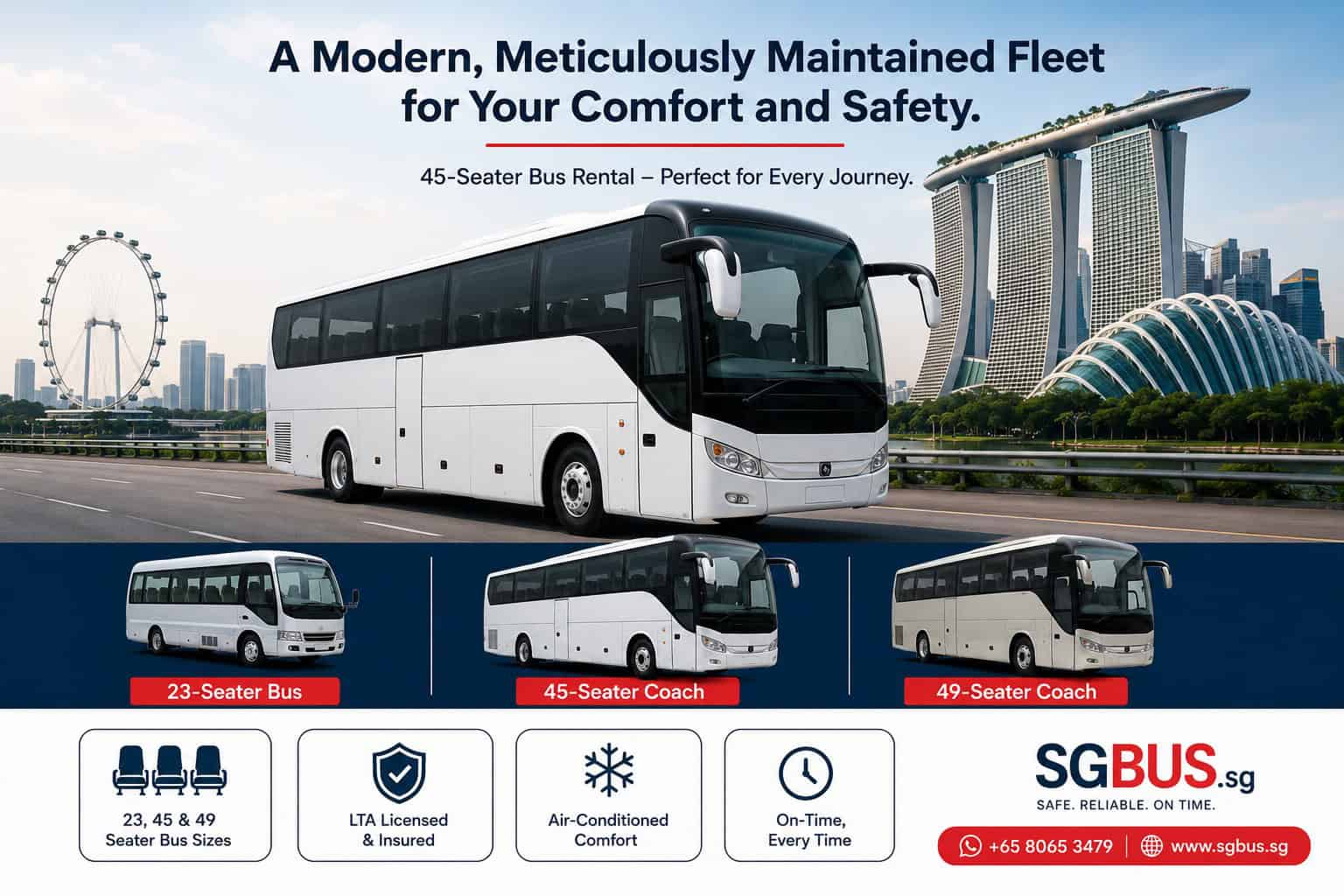 bus rental Singapore - affordable and reliable buses by private hire bus rental services provider sgbus.sg